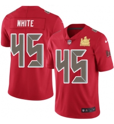 Men Nike Tampa Bay Buccaneers 45 Devin White Red Men Super Bowl LV Champions Patch Stitched NFL Limited Rush Jersey