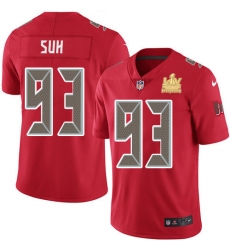 Men Nike Tampa Bay Buccaneers 93 Ndamukong Suh Red Men Super Bowl LV Champions Patch Stitched NFL Limited Rush Jersey