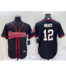 Men Tampa Bay Buccaneers 12 Tom Brady Black Cool Base Stitched Baseball Jersey