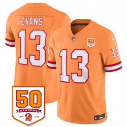 Men Tampa Bay Buccaneers 13 Mike Evans White 2025 F U S E  50th Anniversary Patch Vapor Limited Stitched Jersey