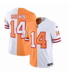 Men Tampa Bay Buccaneers 14 Chris Godwin 2023 F U S E  White Gold Split Throwback Limited Stitched Jersey