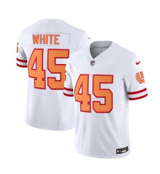 Men Tampa Bay Buccaneers 45 Devin White 2023 F U S E  White Throwback Limited Stitched Jersey