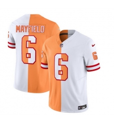 Men Tampa Bay Buccaneers 6 Baker Mayfield 2023 F U S E  White Gold Split Throwback Limited Stitched Jersey