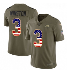 Mens Nike Tampa Bay Buccaneers 3 Jameis Winston Limited OliveUSA Flag 2017 Salute to Service NFL Jersey