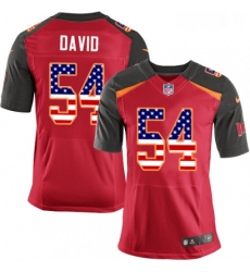 Mens Nike Tampa Bay Buccaneers 54 Lavonte David Elite Red Home USA Flag Fashion NFL Jersey