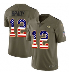 Nike Buccaneers 12 Tom Brady Olive USA Flag Men Stitched NFL Limited 2017 Salute To Service Jersey