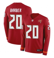 Nike Buccaneers 20 Ronde Barber Red Team Color Men s Stitched NFL Limited Therma Long Sleeve Jersey