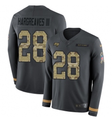 Nike Buccaneers 28 Vernon Hargreaves III Anthracite Salute to Service Men s Stitched NFL Limited Therma Long Sleeve Jersey
