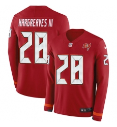 Nike Buccaneers 28 Vernon Hargreaves III Red Team Color Men s Stitched NFL Limited Therma Long Sleeve Jersey