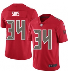 Nike Buccaneers #34 Charles Sims Red Mens Stitched NFL Limited Rush Jersey