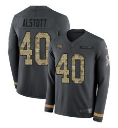 Nike Buccaneers 40 Mike Alstott Anthracite Salute to Service Men s Stitched NFL Limited Therma Long Sleeve Jersey