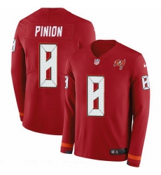 Nike Buccaneers 8 Bradley Pinion Red Team Color Men Stitched NFL Limited Therma Long Sleeve Jersey