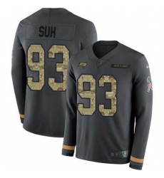 Nike Buccaneers 93 Ndamukong Suh Anthracite Salute to Service Men Stitched NFL Limited Therma Long Sleeve Jersey