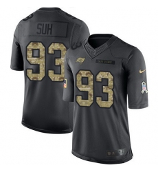 Nike Buccaneers 93 Ndamukong Suh Black Men Stitched NFL Limited 2016 Salute to Service Jersey