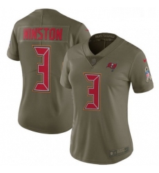 Womens Nike Tampa Bay Buccaneers 3 Jameis Winston Limited Olive 2017 Salute to Service NFL Jersey