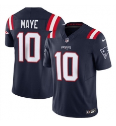 Men New England Patriots 10 Drake Maye Navy 2024 Draft F U S E  Vapor Limited Stitched Football Jersey