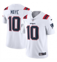 Men New England Patriots 10 Drake Maye White 2024 Draft Vapor Limited Stitched Football Jersey