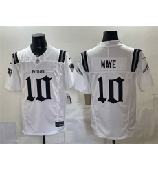 Men New England Patriots 10 Drake Maye White F U S E Gothic Revolution Edition Stitched Football Jersey Men New England Patriots 10 Drake Maye White F U S E Gothic Revolution Edition Stitched Football Jersey