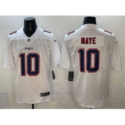 Men New England Patriots 10 Drake Maye White Fashion Vapor Untouchable Limited Stitched Football Jersey