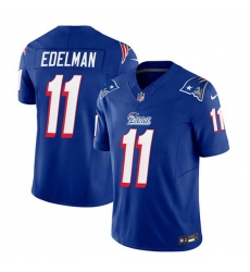 Men New England Patriots 11 Julian Edelman Blue 2023 F U S E  Throwback Limited Stitched Football Jersey
