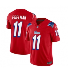 Men New England Patriots 11 Julian Edelman Red 2023 F U S E  Throwback Limited Stitched Football Jersey