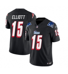 Men New England Patriots 15 Ezekiel Elliott Black 2023 F U S E  Throwback Limited Stitched Football Jersey