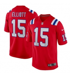 Men New England Patriots 15 Ezekiel Elliott Red Stitched Game Jersey