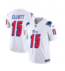 Men New England Patriots 15 Ezekiel Elliott White 2023 F U S E  Throwback Limited Stitched Football Jersey
