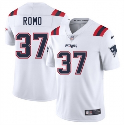 Men New England Patriots 37 Parker Romo White 2025 Vapor Limited Stitched Football Jersey