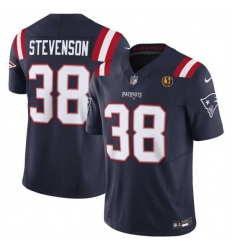 Men New England Patriots 38 Rhamondre Stevenson Navy 2023 F U S E  With John Madden Patch Vapor Limited Stitched Football Jersey