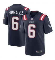 Men New England Patriots 6 Christian Gonzalez Navy Stitched Game Jersey