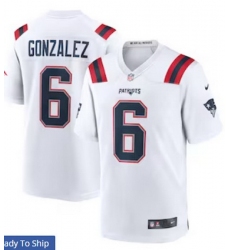 Men New England Patriots 6 Christian Gonzalez White Vapor Limited Jersey