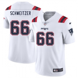 Men New England Patriots 66 Wes Schweitzer White 2025 Vapor Limited Stitched Football Jersey