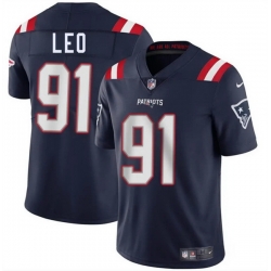 Men New England Patriots 91 Titus Leo Navy 2025 Vapor Limited Stitched Football Jersey
