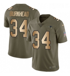 Mens Nike New England Patriots 34 Rex Burkhead Limited OliveGold 2017 Salute to Service NFL Jersey