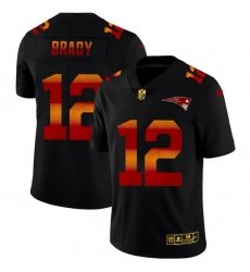 New England Patriots 12 Tom Brady Men Black Nike Red Orange Stripe Vapor Limited NFL Jersey