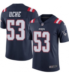 Nike Patriots 53 Josh Uche Navy Blue Men Stitched NFL Limited Rush Jersey