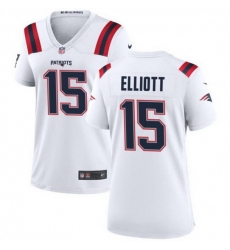 Women New England Patriots 15 Ezekiel Elliott White Stitched Jersey  Run Small