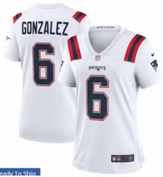 Women New England Patriots 6 Christian Gonzalez White Vapor Limited Jersey