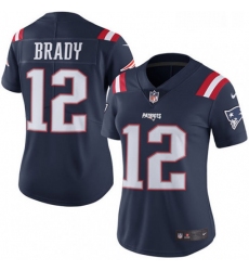 Womens Nike New England Patriots 12 Tom Brady Limited Navy Blue Rush Vapor Untouchable NFL Jersey