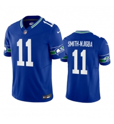 Men Seattle Seahawks 11 Jaxon Smith Njigba Royal 2023 F U S E  Vapor Limited Throwback Stitched Jersey