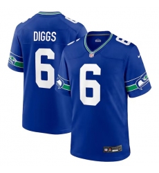 Men Seattle Seahawks 6 Quandre Diggs Royal Throwback Player Stitched Game Jersey