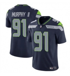 Men Seattle Seahawks 91 Byron Murphy II Navy 2024 Draft Vapor Limited Stitched Football Jersey