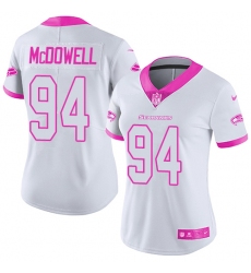 Nike Seahawks #94 Malik McDowell White Pink Womens Stitched NFL Limited Rush Fashion Jersey