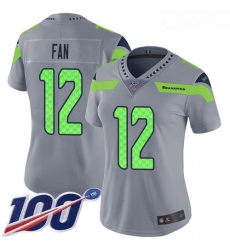 Seahawks #12 Fan Silver Women Stitched Football Limited Inverted Legend 100th Season Jersey