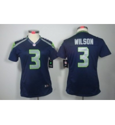 Women Nike Seattle Seahawks #3 Wilson Blue Color NFL LIMITED Jerseys