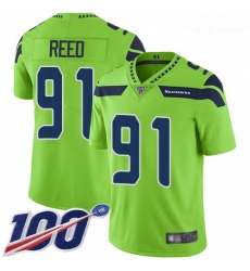 Seahawks #91 Jarran Reed Green Youth Stitched Football Limited Rush 100th Season Jersey