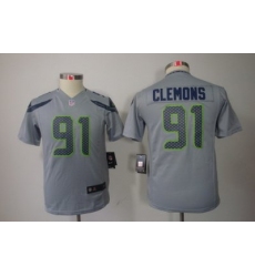 Youth Nike Nike Seattle Seahawks 91# Chris Clemons Grey Color[Youth Limited Jerseys]