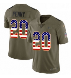 Youth Nike Seattle Seahawks 20 Rashaad Penny Limited Olive USA Flag 2017 Salute to Service NFL Jersey