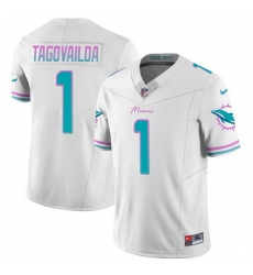 Men Miami Dolphins 1 Tua Tagovailoa White 2023 F U S E Alternate Vapor Limited Stitched Football Jersey